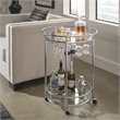 iNSPIRE Q Modern Metal & Glass Bar Cart with Wheels in Chrome/Clear