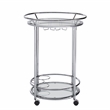 iNSPIRE Q Modern Metal & Glass Bar Cart with Wheels in Chrome/Clear