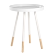 iNSPIRE Q Paint-Dipped Round Tray-Top Modern Metal End Table in White