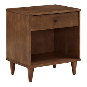 inspire q 1-drawer modern wood nightstand w/ lower cubby in tobacco