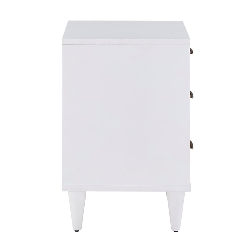 iNSPIRE Q 3-Drawer Modern Wood & Metal Nightstand in White/Natural