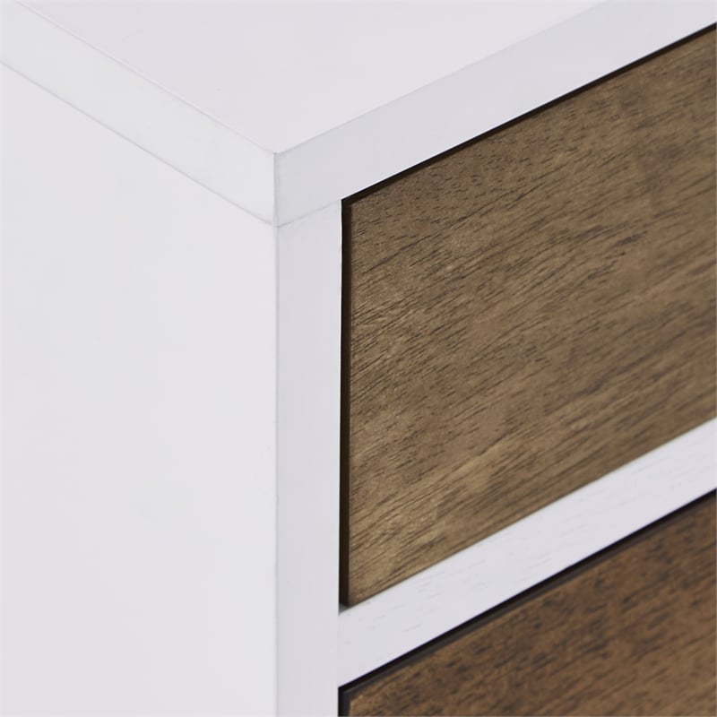 iNSPIRE Q 3-Drawer Modern Wood & Metal Nightstand in White/Natural