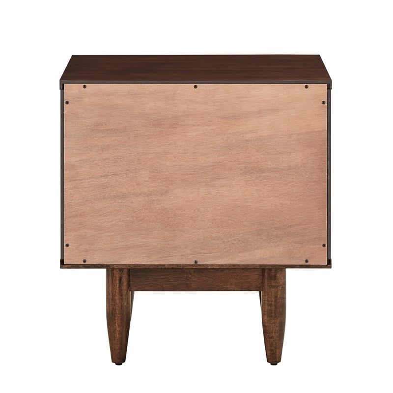iNSPIRE Q 2-Drawer Geometric Ridges Mid-Century Wood Nightstand in Tobacco