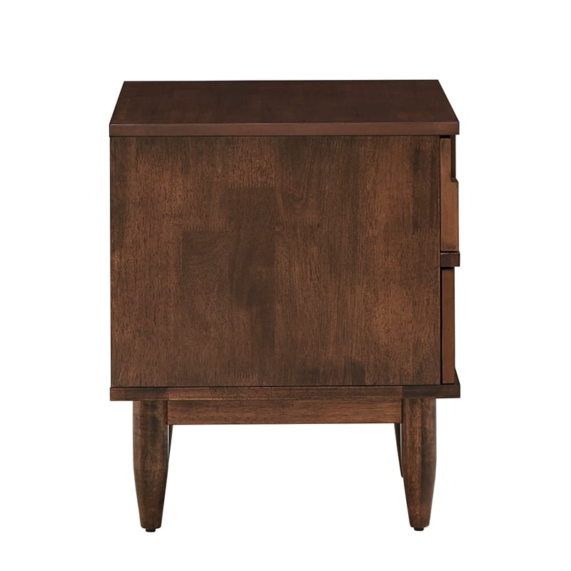 iNSPIRE Q 2-Drawer Geometric Ridges Mid-Century Wood Nightstand in Tobacco