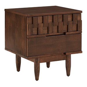 inspire q 2-drawer geometric ridges mid-century wood nightstand in tobacco