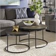 iNSPIRE Q Round Faux Stingray & Wood Nesting Coffee Table in Black