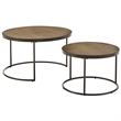 iNSPIRE Q Round Faux Stingray & Wood Nesting Coffee Table in Black