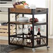 iNSPIRE Q Wood Bar Cart with Wine Inserts & Removable Tray Top in Brown/Black