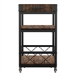 iNSPIRE Q Wood Bar Cart with Wine Inserts & Removable Tray Top in Brown/Black