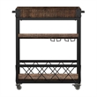 iNSPIRE Q Wood Bar Cart with Wine Inserts & Removable Tray Top in Brown/Black