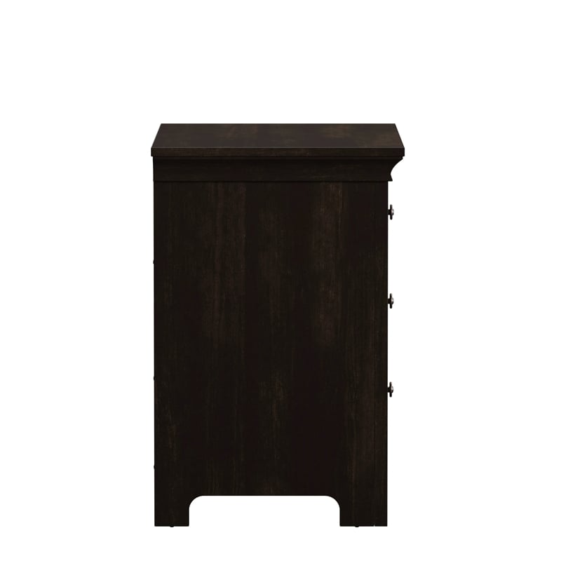 iNSPIRE Q 3-Drawer Traditional Wood Nightstand w/ Charging Station in Black