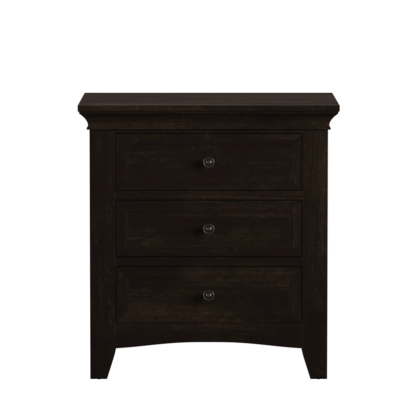 iNSPIRE Q 3-Drawer Traditional Wood Nightstand w/ Charging Station in Black