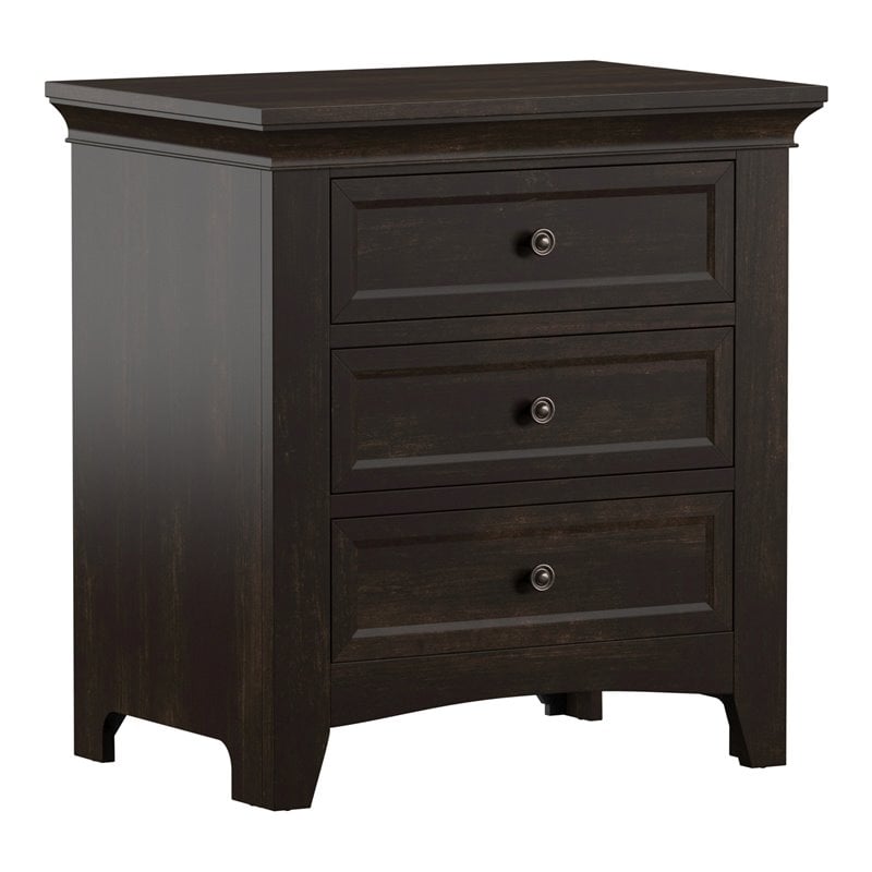 iNSPIRE Q 3-Drawer Traditional Wood Nightstand w/ Charging Station in Black