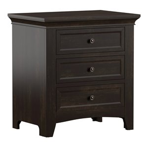 inspire q 3-drawer traditional wood nightstand w/ charging station in black