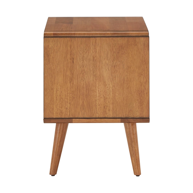 iNSPIRE Q 2-Drawer Mid-Century Rubberwood Nightstand in Natural Oak