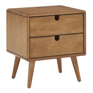 inspire q 2-drawer mid-century rubberwood nightstand in natural oak