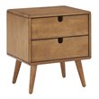 iNSPIRE Q 2-Drawer Mid-Century Rubberwood Nightstand in Natural Oak