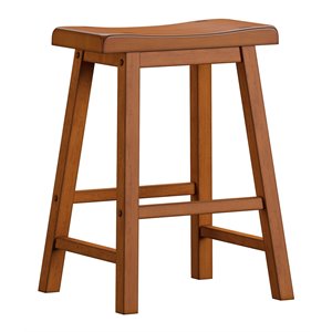 iNSPIRE Q 23.62&quotH Saddle & Backless Wood Counter Stool in Honey Brown (Set of 2)