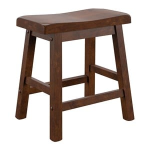 iNSPIRE Q 17.72&quotH Saddle & Backless Wood Stool in Warm Cherry (Set of 2)