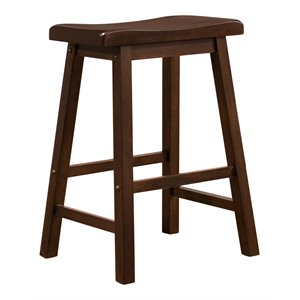 iNSPIRE Q 23.62&quotH Saddle & Backless Wood Counter Stool in Warm Cherry (Set of 2)