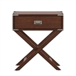 iNSPIRE Q 1-Drawer X-Base Modern Wood & Metal Accent Campaign Table in Espresso