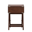 iNSPIRE Q 1-Drawer X-Base Modern Wood & Metal Accent Campaign Table in Espresso
