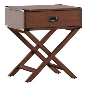 iNSPIRE Q 1-Drawer X-Base Modern Wood & Metal Accent Campaign Table in Espresso