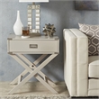 iNSPIRE Q 1-Drawer X-Base Modern Wood & Metal Accent Campaign Table in Silver