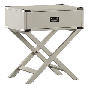 iNSPIRE Q 1-Drawer X-Base Modern Wood & Metal Accent Campaign Table in Silver