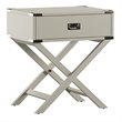 iNSPIRE Q 1-Drawer X-Base Modern Wood & Metal Accent Campaign Table in Silver