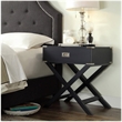iNSPIRE Q X-Base Modern Wood & Metal Accent Campaign Table in Vulcan Black