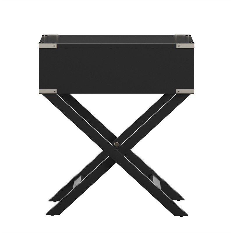 iNSPIRE Q X-Base Modern Wood & Metal Accent Campaign Table in Vulcan Black