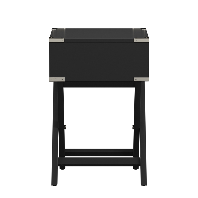 iNSPIRE Q X-Base Modern Wood & Metal Accent Campaign Table in Vulcan Black