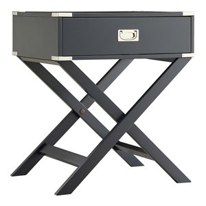iNSPIRE Q X-Base Modern Wood & Metal Accent Campaign Table in Vulcan Black