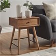 iNSPIRE Q 1-Drawer Modern Solid Rubberwood & Metal End Table in Brown