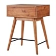 iNSPIRE Q 1-Drawer Modern Solid Rubberwood & Metal End Table in Brown