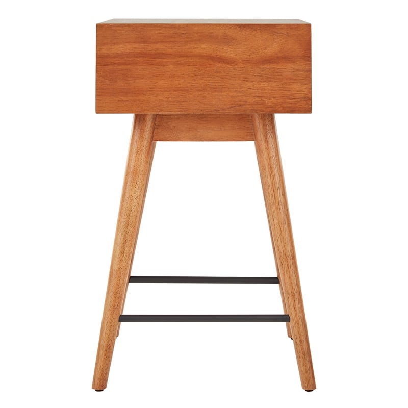 iNSPIRE Q 1-Drawer Modern Solid Rubberwood & Metal End Table in Brown