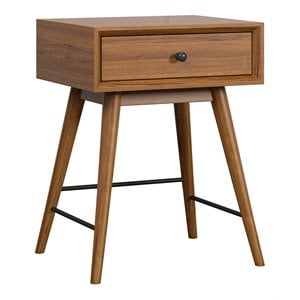 iNSPIRE Q 1-Drawer Modern Solid Rubberwood & Metal End Table in Brown