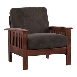 iNSPIRE Q 34&quotH Traditional Polyurethane Foam & Poplar Wood Accent Chair in Brown