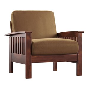 iNSPIRE Q 34&quotH Polyurethane Foam & Poplar Wood Accent Chair in Rust Brown