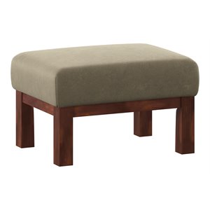 iNSPIRE Q 17&quotH Traditional Polyurethane Foam & Wood Ottoman in Olive Green