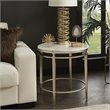 iNSPIRE Q Round Marble Top Modern Metal End Table in Champagne Silver