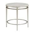 iNSPIRE Q Round Marble Top Modern Metal End Table in Champagne Silver