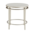 iNSPIRE Q Round Marble Top Modern Metal End Table in Champagne Silver