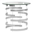 iNSPIRE Q Vortex Base Modern Metal & Glass End Table in Silver/Clear