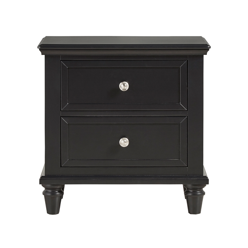 iNSPIRE Q 2-Drawer Traditional Wood Kid Nightstand with Turned Legs in Black