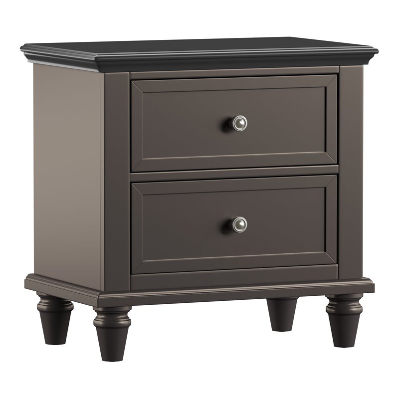 iNSPIRE Q 2-Drawer Traditional Wood Kid Nightstand with Turned Legs in Black
