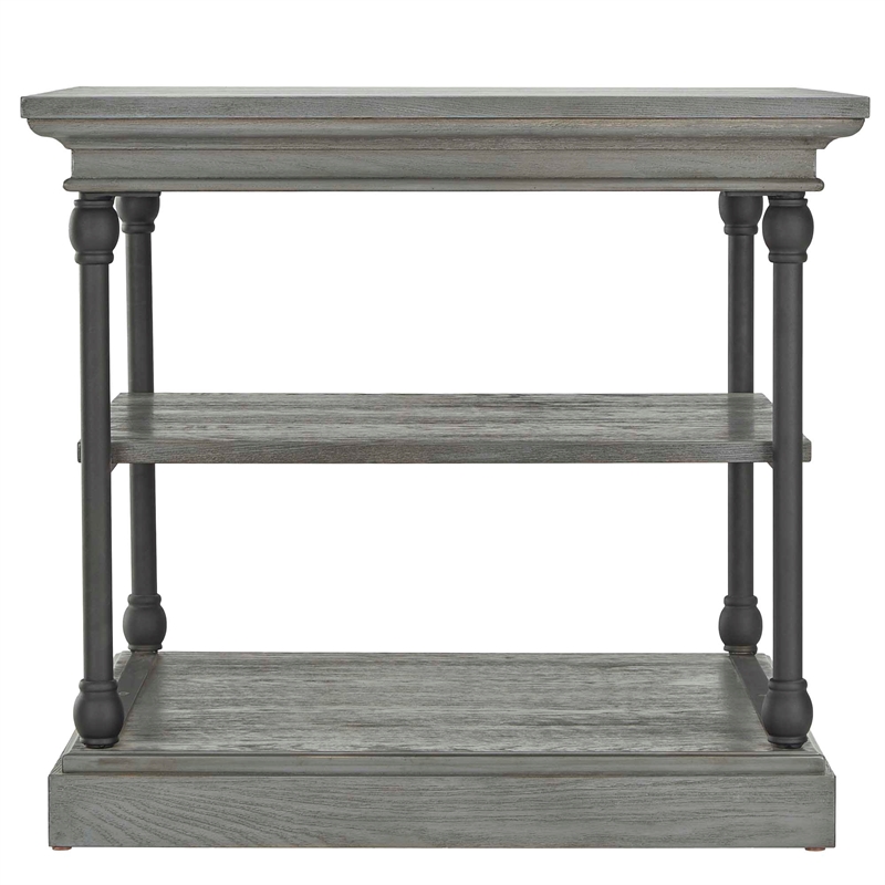 iNSPIRE Q Cornice Storage Transitional Metal & Wood Accent Table in Gray