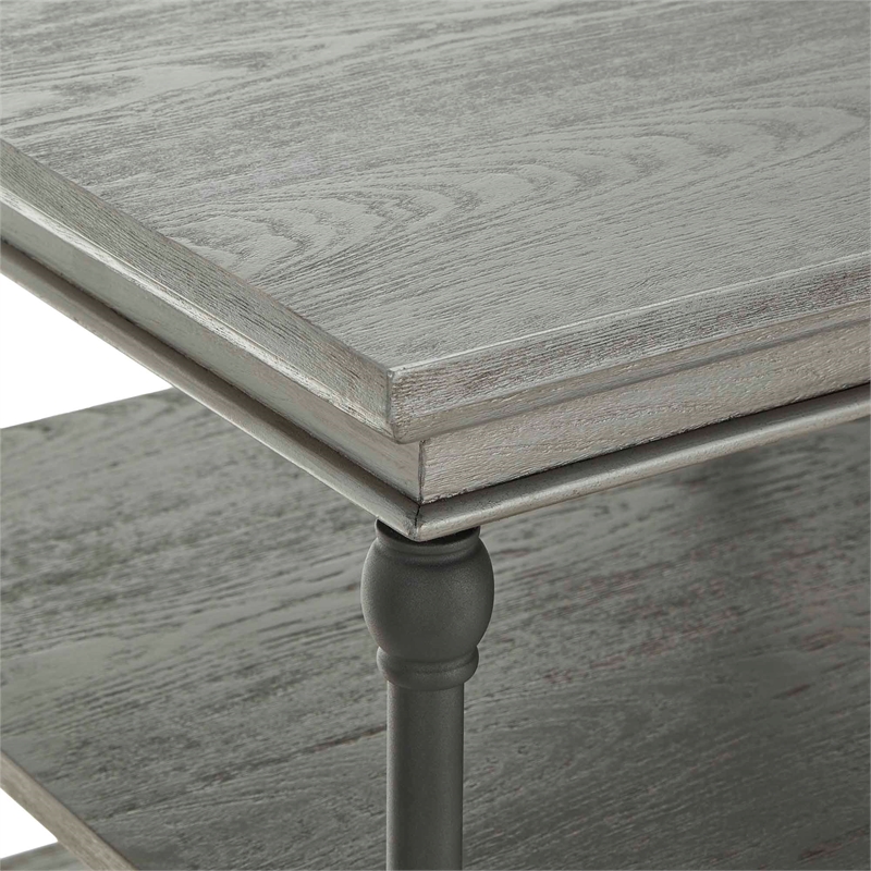 iNSPIRE Q Cornice Storage Transitional Metal & Wood Accent Table in Gray