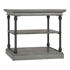 iNSPIRE Q Cornice Storage Transitional Metal & Wood Accent Table in Gray